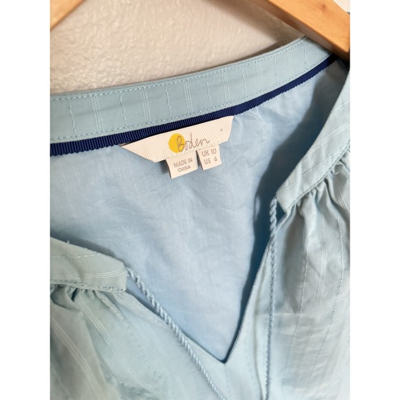 Boden Willa Flowy Peasant Blue Tassel Scalloped Hem Lined Top Boho Flirty Sz 6 - Picture 4 of 16